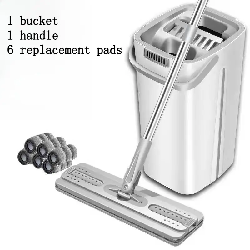 Hands-Free Flat Dust Mop with Self-Washing Bucket – Wet & Dry Cleaning, Ideal for Bedrooms, Kitchens, Living Rooms, and Bathrooms – Durable Plastic Household Floor Mop – Perfect for Christmas Cleaning