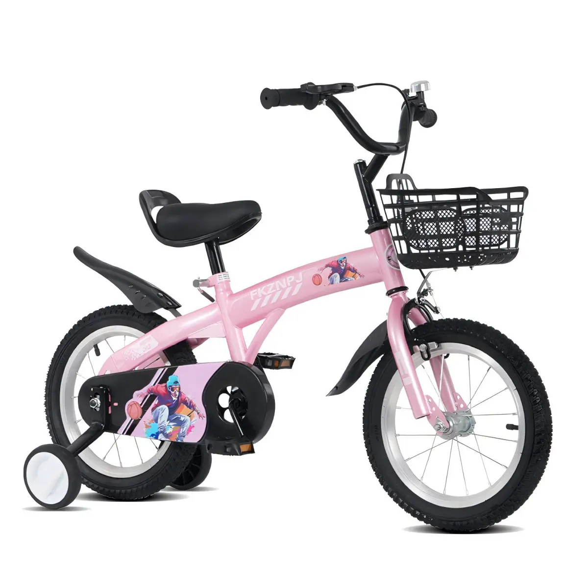 AobtkelFKZNPJ 18-in Sporty Kids Bike for Boys/Girls (5-10 Years, 45-57 in Tall) with Training Wheels, Stand, Adjustable Saddle, Adjustable Parts, Basic Tools for Outdoor Fun (Multiple Colors), Steel Frame