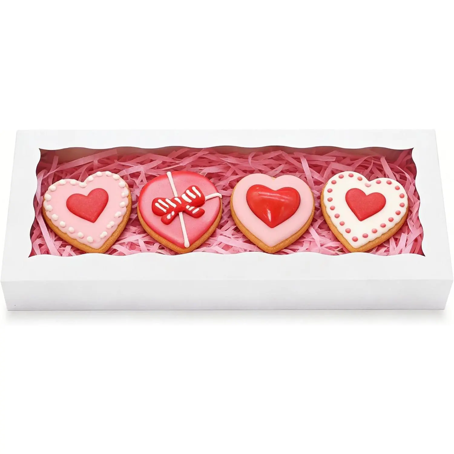 5 Pack 12 x 5 x 1.5 Inch Cookie Boxes with window Bakery Boxes |  Boxes Strawberry Boxes for Wedding Party, Valentine's sweet dessert packaging, Christmas Thanksgiving baking containers