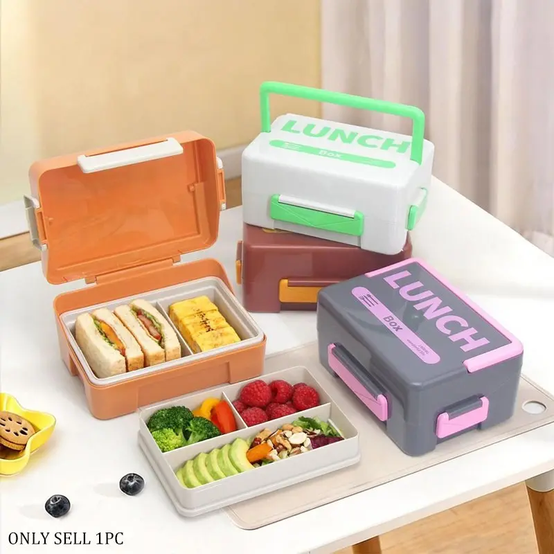 1 PC 1400ML Microwave Lunch Box, Bento Box, Kitchen Plastic Food Container, Fashion Style, Home Kitchen Accessories
