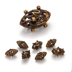 Flying Dragon Sculpted Metal Dice Set Oval Rugby Shape Hollow Polyhedral Dice for Dungeons and Dragons