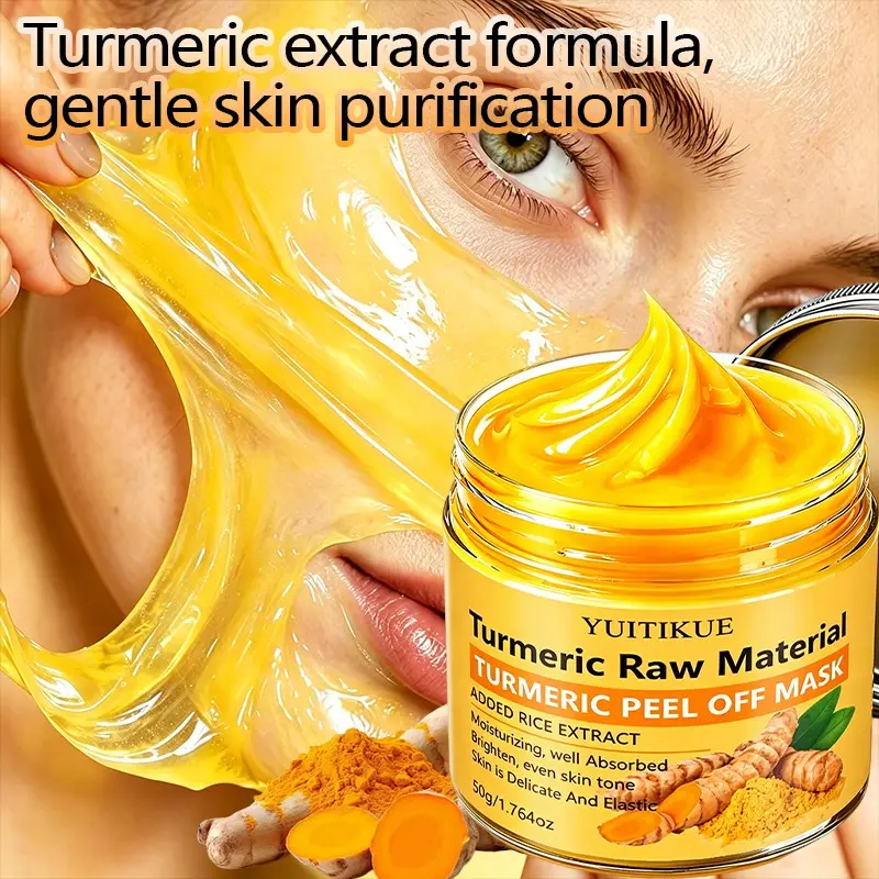 Yuitikue Turmeric Pull-Off Mask with Rice Extract, Brightening Deep Cleansing Face Mask, 50g, Natural Skincare Solution