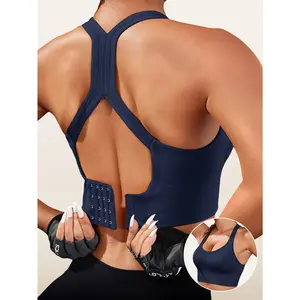 1pc Women'S Seamless Racing Bra |     Comfortable Shock-Absorbing Wireless Bra with Removable Padding, Breathable Non-Fitness Yoga Vest, Solid Color - CELILIN