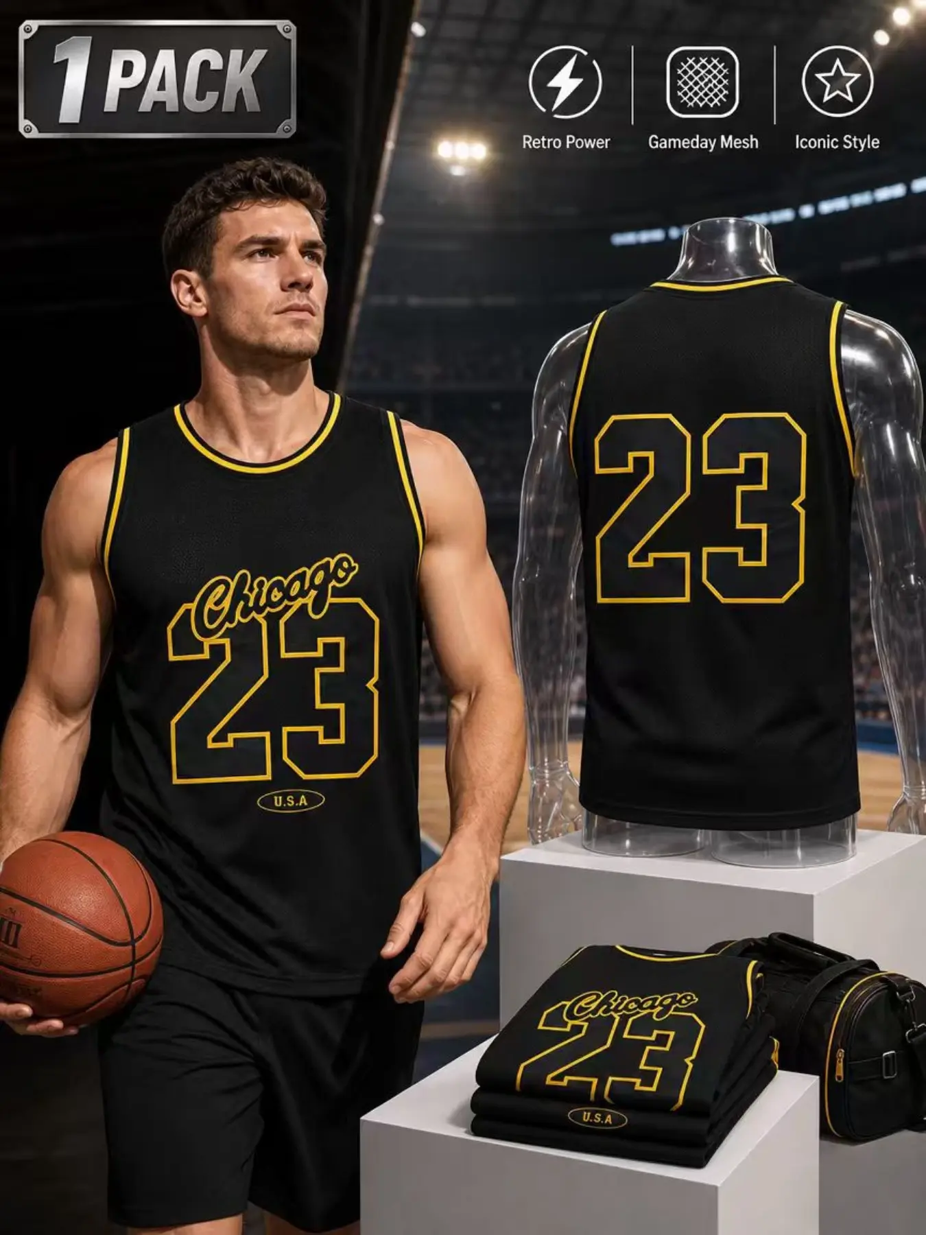 Men's High Quality Basketball Jersey,Regular Fit Casual Sleeveless Round Neck Basketball Vest,Chicago #23 Stitched Sportswear,Unisex Summer Clothes for Training Competition, Sports Top, Gym Workout Tops