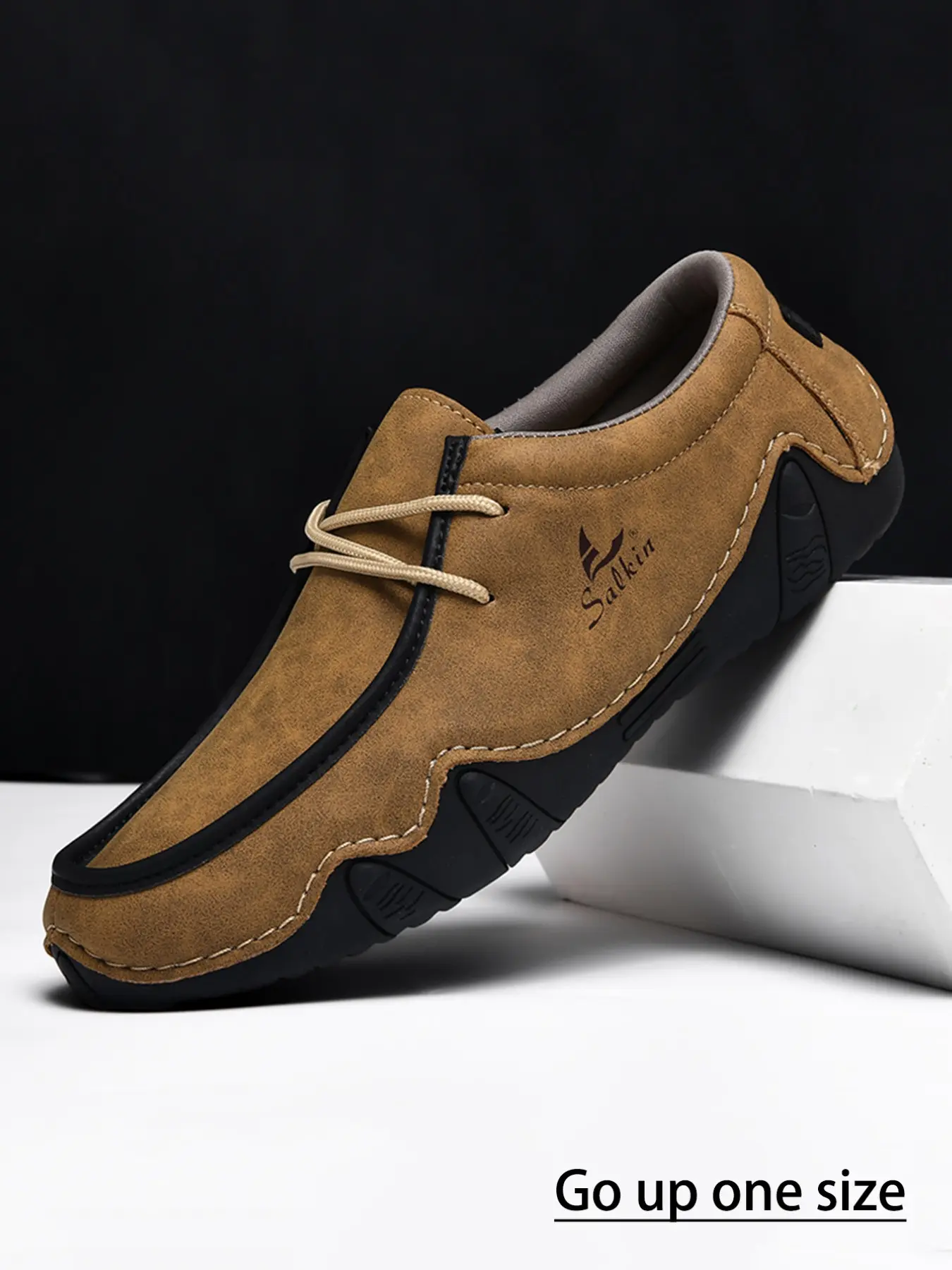 Men's Fashion Casual Shoes, Hand-Stitched PU Leather Fashionable Loafers, Laces Sports Shoes, Sailboat Shoes, Comfortable Durable Anti-Slip Large Size Men's Shoes, PU Leather Footwear