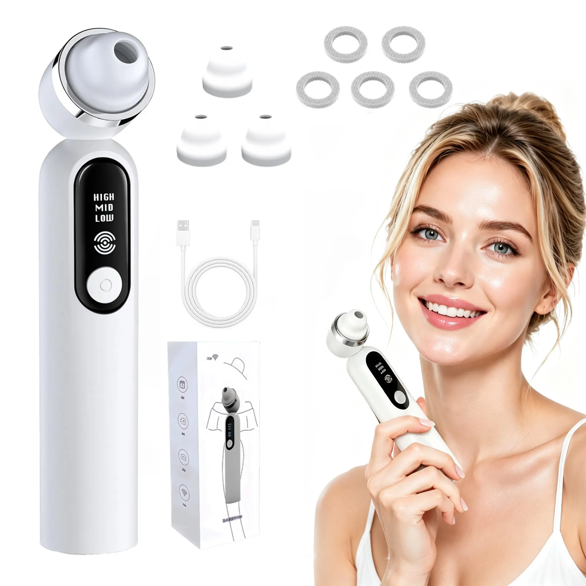 [DOCHEN] Visible Pore Cleaner Vacuum - Beauty Products That Combines Skin Scrubber with Camera, 3 Modes, USB-Rechargeable, Clean Pores, Valentine's Day Summer Gift for All Men & Women