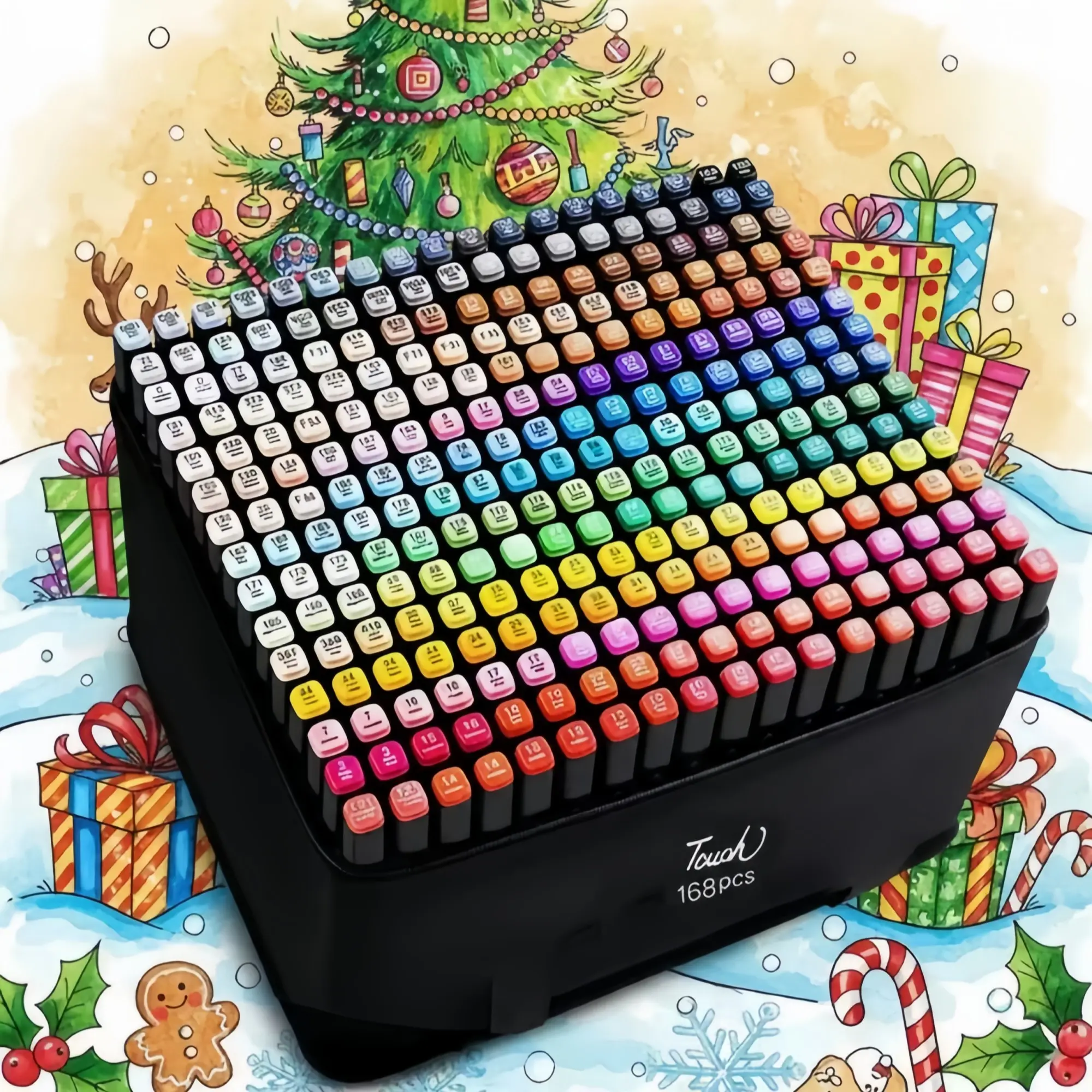 Professional Dual-Ended Marker Pens, Marker Set, 168 Colors, Ideal for Art & Design, Oil-Based Ink, Perfect for Adults, Kids, Festive Gifts
