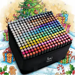 Professional Dual-Ended Marker Pens, Marker Set, 168 Colors, Ideal for Art & Design, Oil-Based Ink, Perfect for Adults, Kids, Festive Gifts