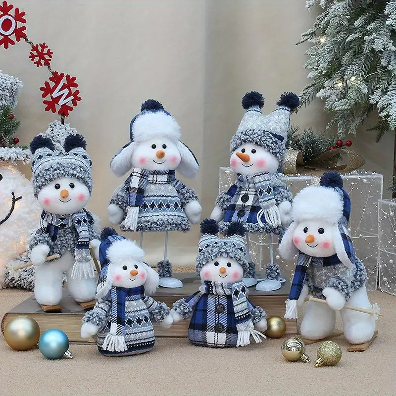 Snowman Design Plush Doll, 1 Count Cute Christmas Themed Doll Decoration, Desktop Ornament for Home Office Classroom
