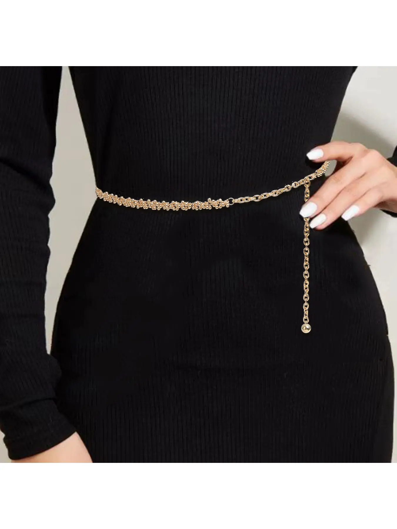New retro metal glossy sequin waist chain women's single-layer chain waist accessory