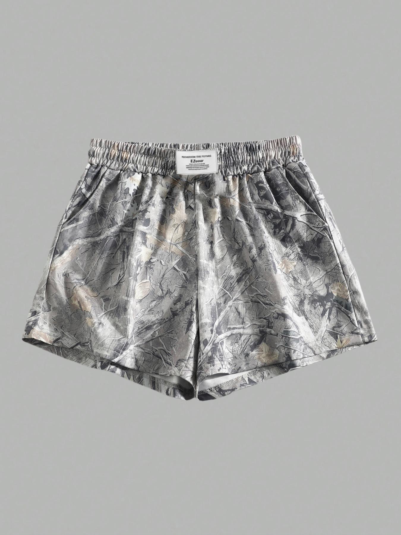 Women's Plain & Camo Print Shorts, Womenswear Casual Comfy Breathable Elastic Shorts for Summer, Ladies Bottoms for Everyday Wear, Casual Athletic Shorts