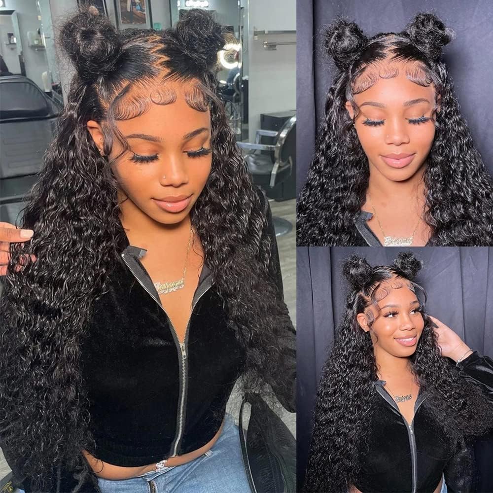 Bling Hair Human Hair Wig Deep Wave 13x4 13x6 Transparent HD Lace Frontal Wig for Women Pre Plucked Brazilian 4x4 Lace Closure Wig Curly 30 Inches 180% Natural Hairline TikTokShopHolidayHaul