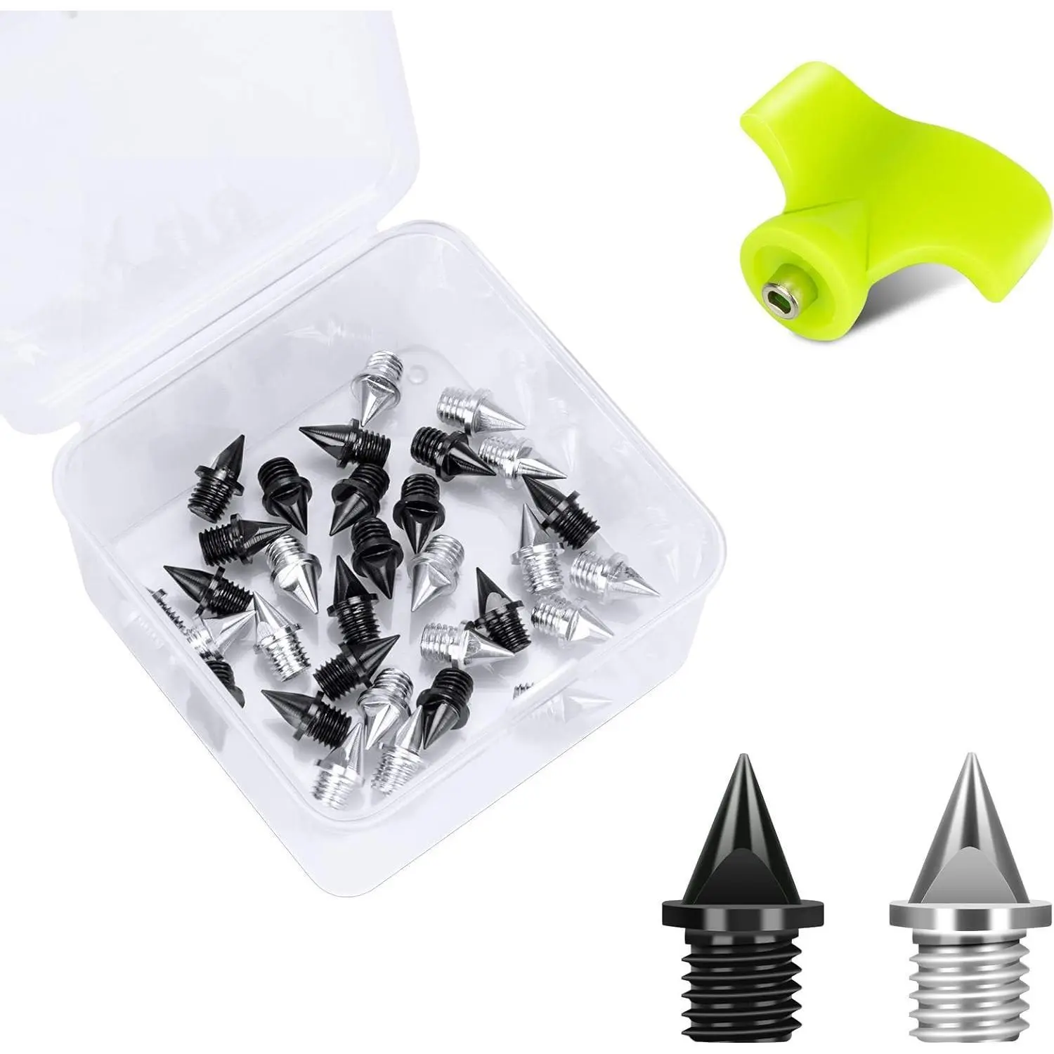 1/4 Inch Carbon Steel Track Spikes, 32 Pieces Lighter Weight Spikes Track Shoes, Each Nail Weighs Only 0.47 Grams, Used for Track and Field Sprinting or Cross Country