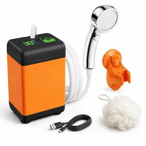Portable Camping Shower Device, Rechargeable Outdoor Shower with 6000mah Battery, Digital Display, Three Spray Modes, USB Charging, Ideal for Hiking & Pet Cleaning
