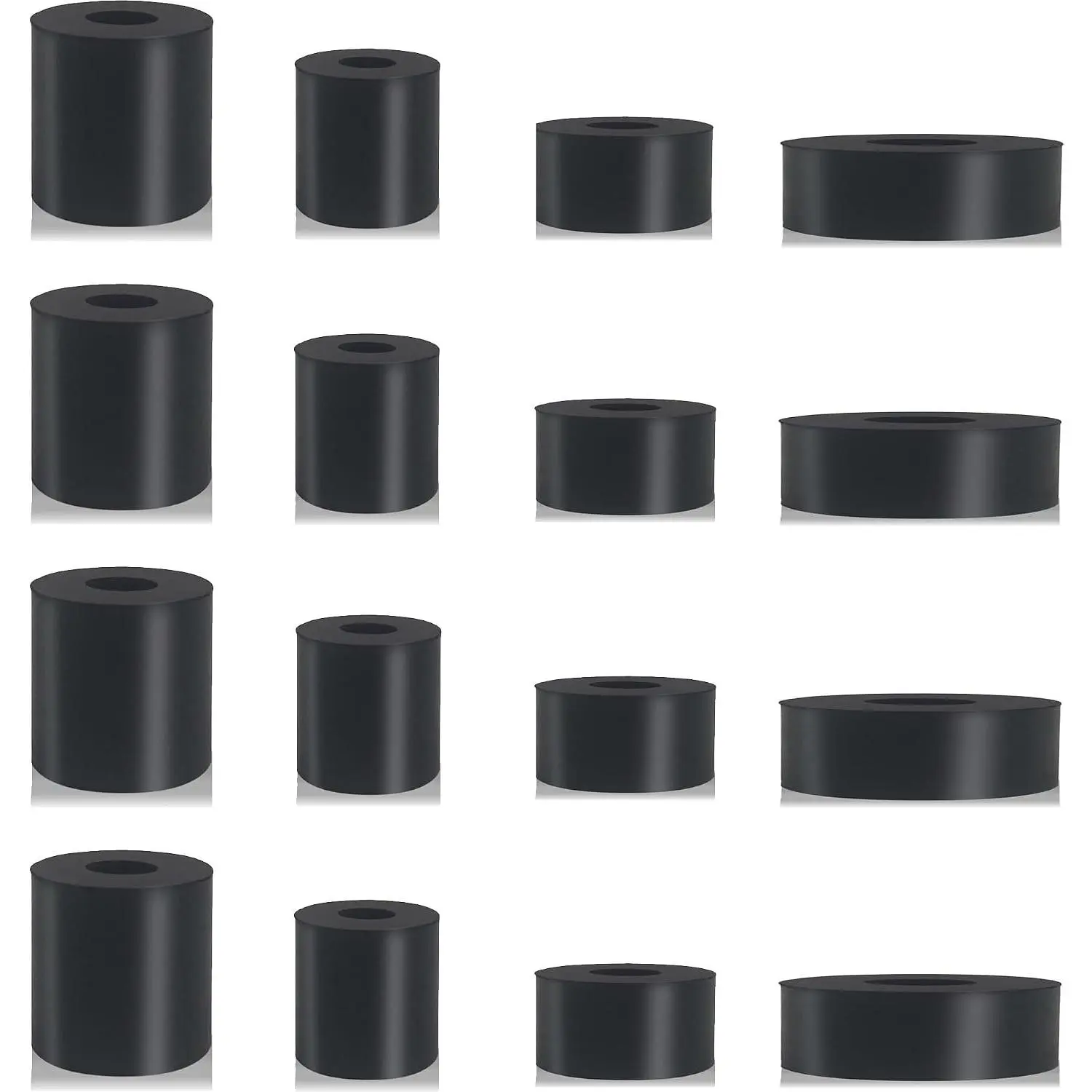 16 count 4 Sizes Rubber Spacers 1 Inch/ 3/4 Inch/ 1 1/2 Inch OD, Thick Rubber Bushing Washers Anti Vibration Spacer for  and