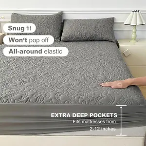 1pc 2026 Cool Soft Fitted Sheet - Waterproof, Eco-Friendly, Non-Slip Durable Bedding Accessories, Solid Color Mattress Cover for Bedroom, Apartment