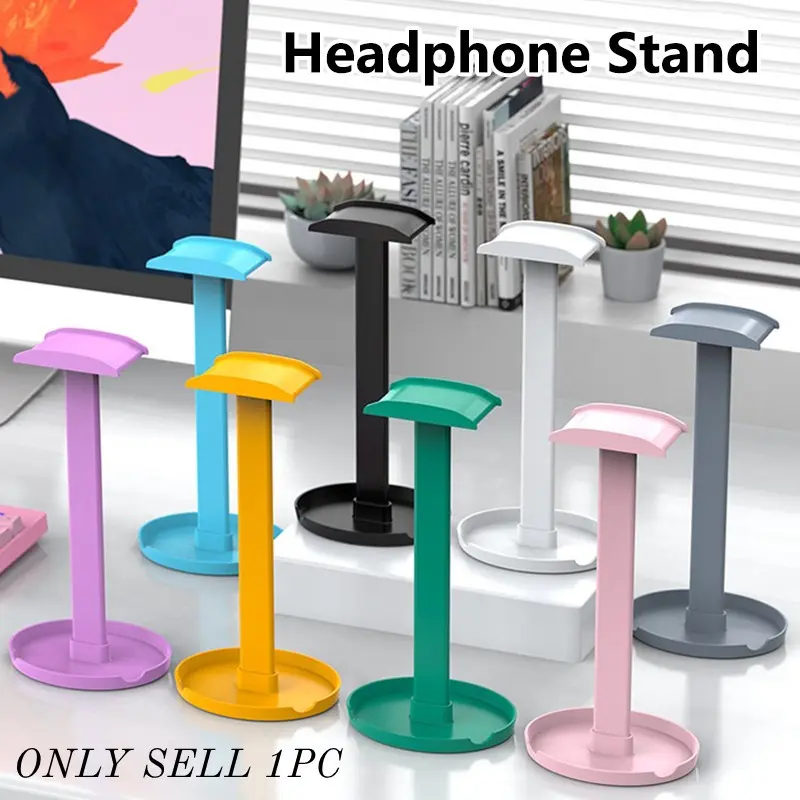 Universal Curved Headset Stand Multifunctional Aesthetic Headphone Holder With Storage Tray For AirPods Series Beats Bose Sony All Gaming Over Ear Headphones Desktop Audio Accessory