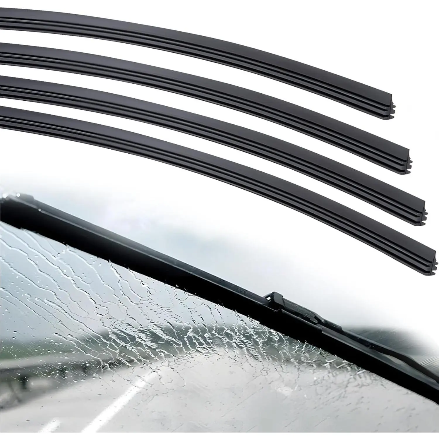 4 count Wiper  Refill, 28 inch DIY Adjustable Wiper  Refill |   for Front and Rear Windshield Wiper Baldes Rubber Strip for , , SUV