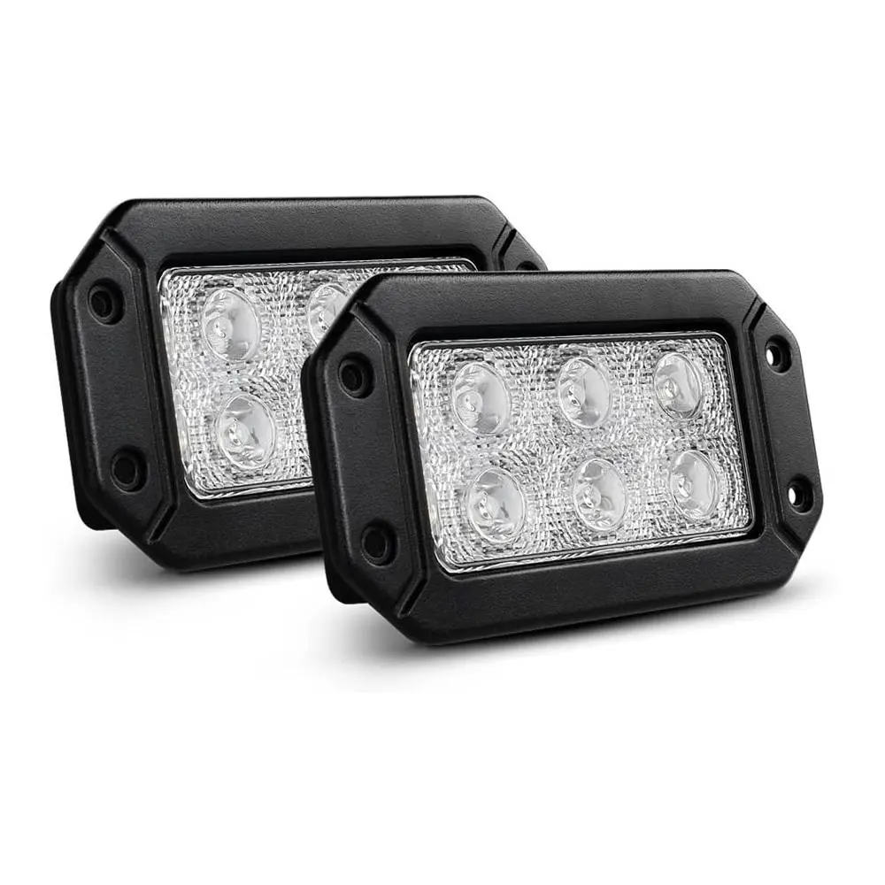 Nilight 2PCS 18W Flush Mount Spot Lights, High Intensity Bright White Car Exterior Hardware, Off-Road Driving Lights with Cooling Fins for Heat Dissip, IP67 Waterproof Jeep Truck Bumper Mounting Accessories
