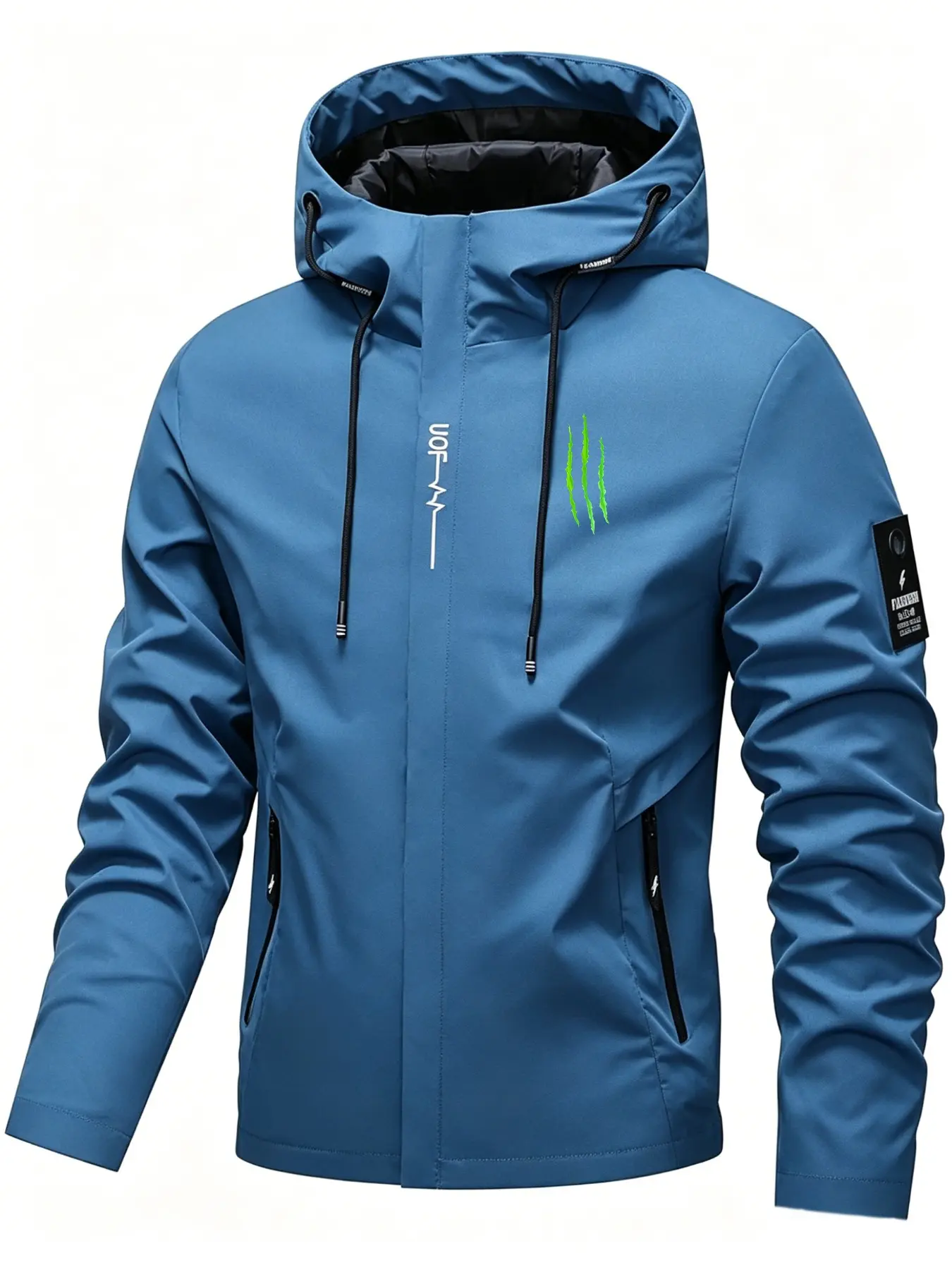 Monster Logo Print Hardshell Jacket, Wind-Resistant & Waterproof, High Stretch Breathable, Casual Loose-Fit, All Seasons Outdoor Gear