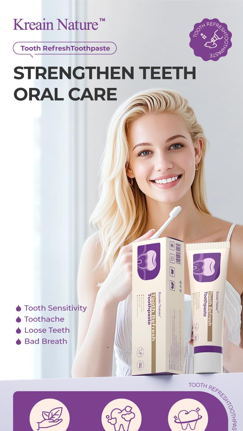 Kreain Nature 1 Kreain Nature Tooth Refresh Toothpaste for Fresh Breath Natural Ingredients Gentle Care Whitening Helps Repair Stains Eliminate Stains