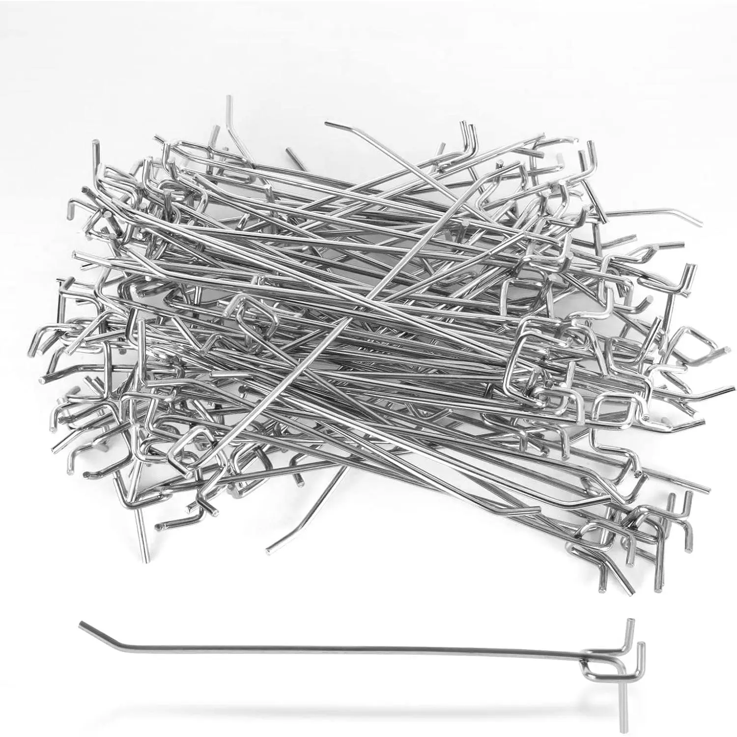 100Pack 8 Inch Pegboard Hooks, Pegboard Hook Organizer for Organizing Various Tools, Pegboard Metal Shelving Hooks Peg Board Asseccories