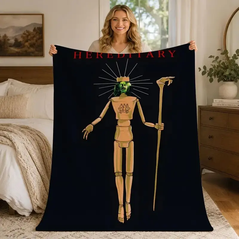 Hereditary Paimon Wooden Mannequin Vertical Flannel Throw Blanket - Cult Psychological Horror Movie Warm Blanket, Fading Proof, for Home, Room & House Decor, Dark Aesthetic Gift for Horror Fans Collectors, Room Decor, Graphic Print, Horror Film