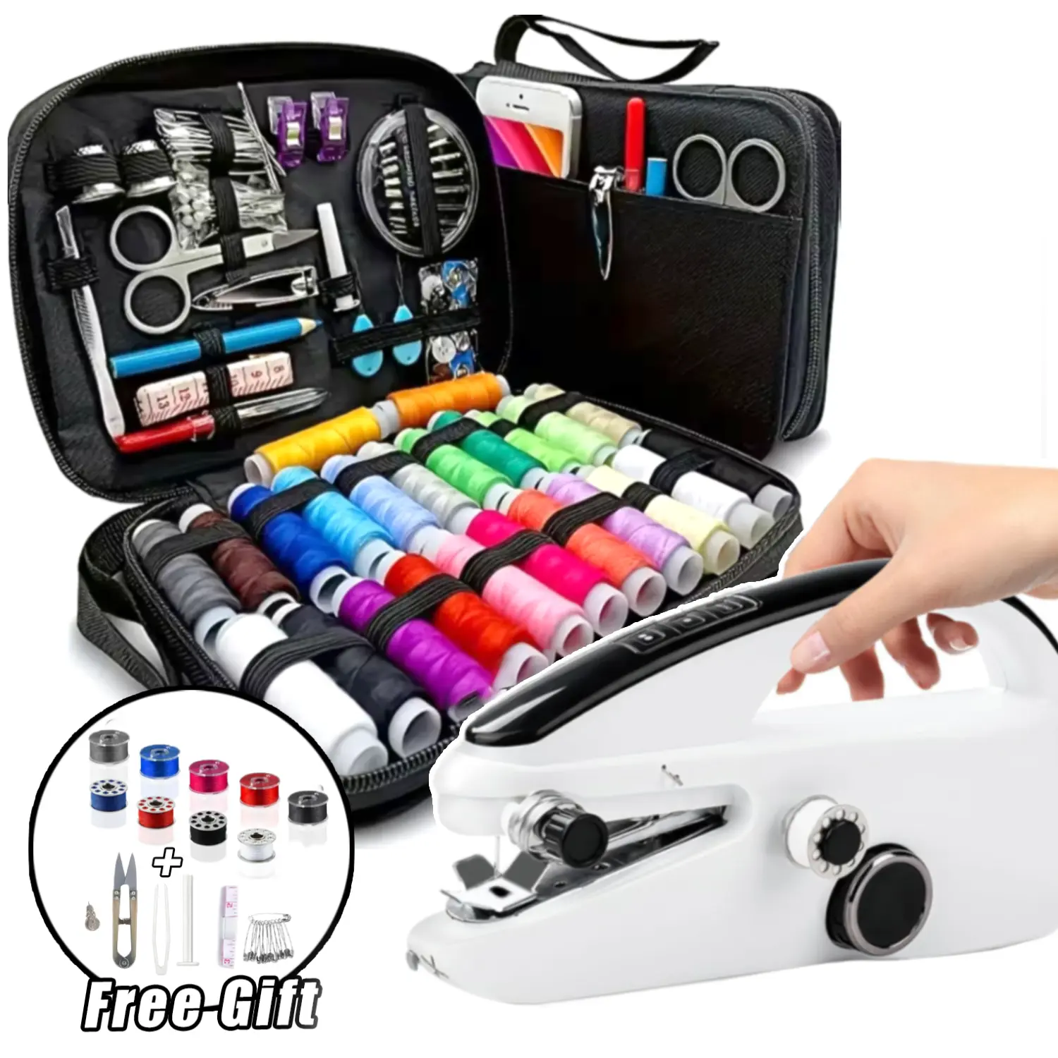 Hand Held Sewing Machines Mini Handheld Sewing Machine - 10 Coils, Compact Spools, Thread, Scissors, Needles, 1-Handed Lightweight Cordless Unit, Portable Travel Tools for Home DIY Projects, Adult Home Supplies Gift summerwins,