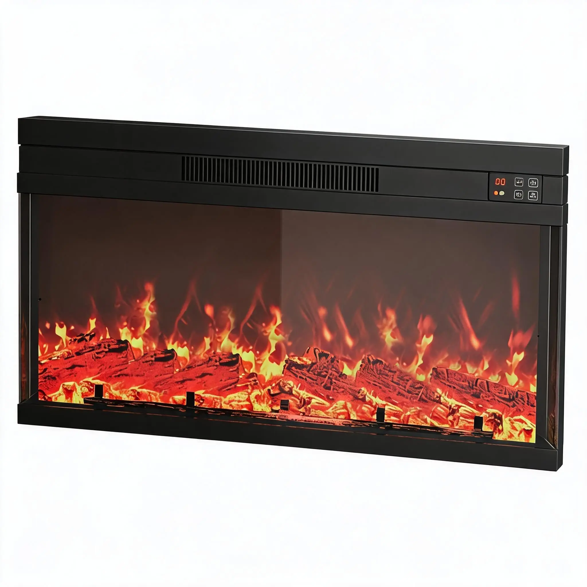 36 Inch Farmhouse Electric Fireplace Insert for TV Stand, Fits Entertainment 4 Flame Colors, Timer & Overheat Safety Protection