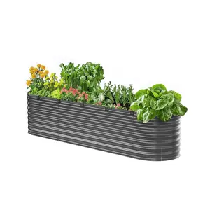 VEVOR 3 Pcs 2x2x1ft Galvanized Raised Garden Bed Kit, Outdoor Metal Round Raised Beds For Gardening Vegetables, Easy Assembly Garden Planter Box For Flowers Fruits With Open Base