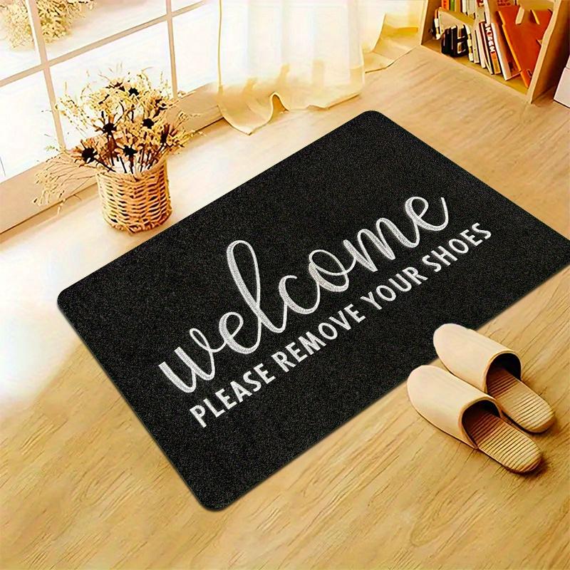 Welcome Please Remove Your Shoes Doormat Versatile Non-Slip Flannel Mat for Entryways Game Rooms Laundry Living Areas Machine Washable Lightweight Durable Ideal for Holidays Home Decor Entryway Mat Decorative Doormat Soft Texture Mat