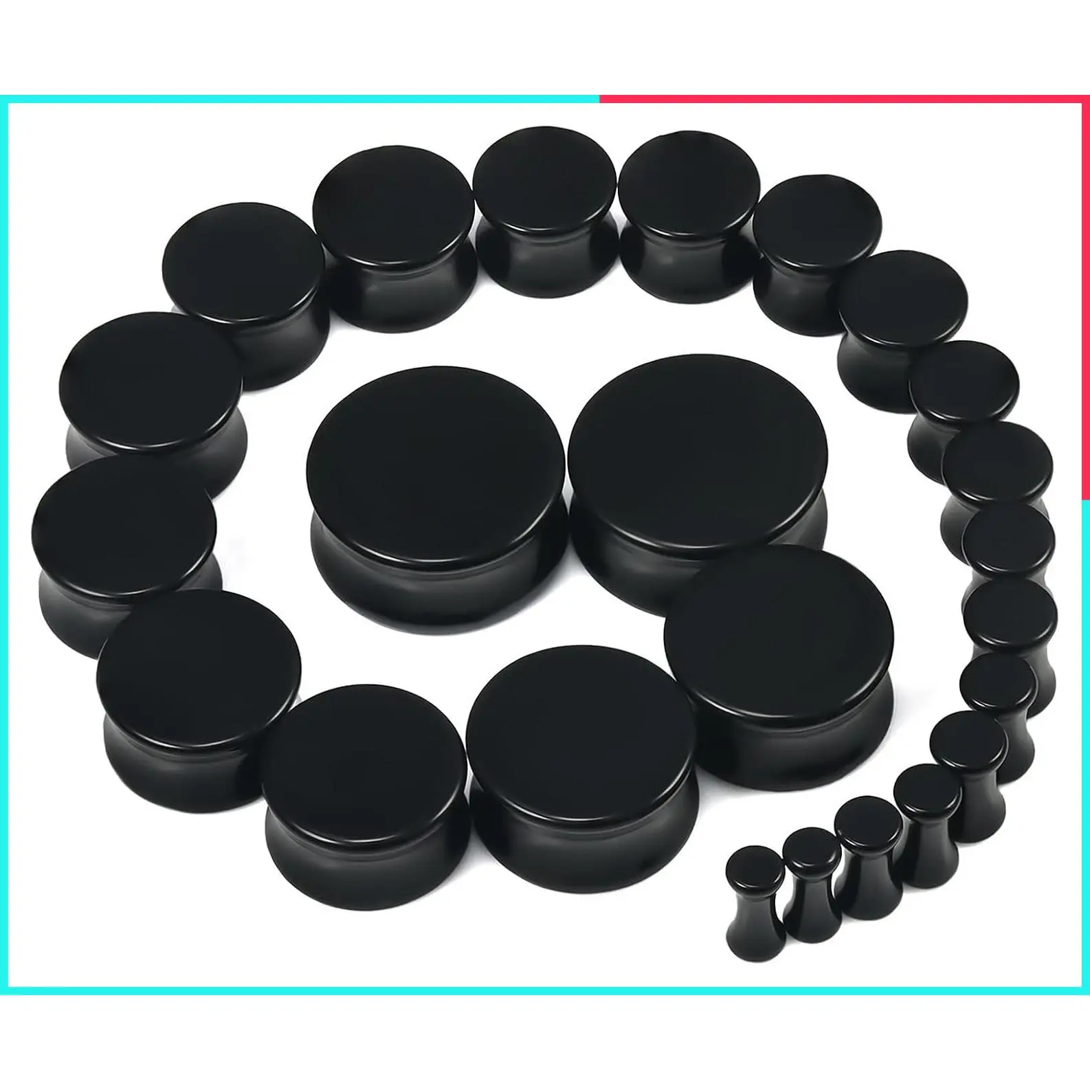 6G-26mm Acrylic Ear Gauges Tunnels Stretching Kit Double Flared Plugs Expanders Stretcher Saddle Earrings for Men Women Black White Clear