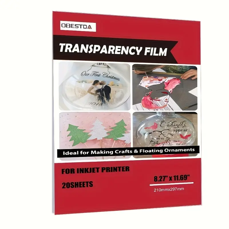 20 sheets of inkjet transparent film 4.5mil 100% transparent paper, 8.27x11.69 inches suitable for inkjet printers, processes, overhead projectors, screen printing, etc.