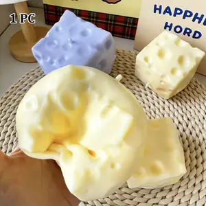 Aesthetic Stress Relief Toy, Cheese Squishy Squeeze Moldable Slow Rebound Squishies Toy, Fun & Relaxing Sensory Toy for Kids & Adults, Desktop Stress Reliever, Cheese Shaped Squishy