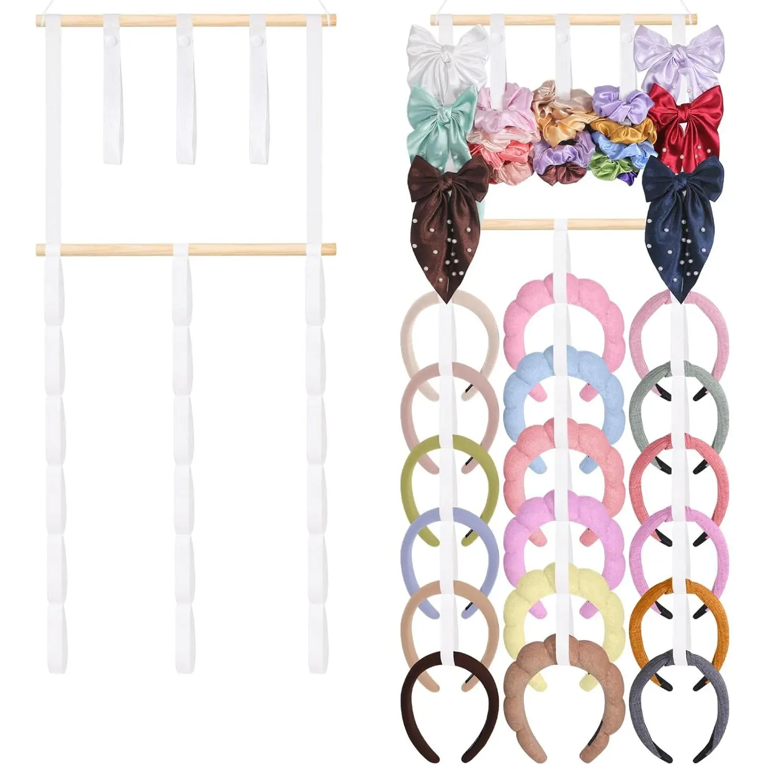 Headband Holder Hair Bow Organizer for Women,Elastic Bow Holder Hair Accessories Organizer Storage Large Capacity Wall  Scrunchies Holder for Girls Bedroom Decor