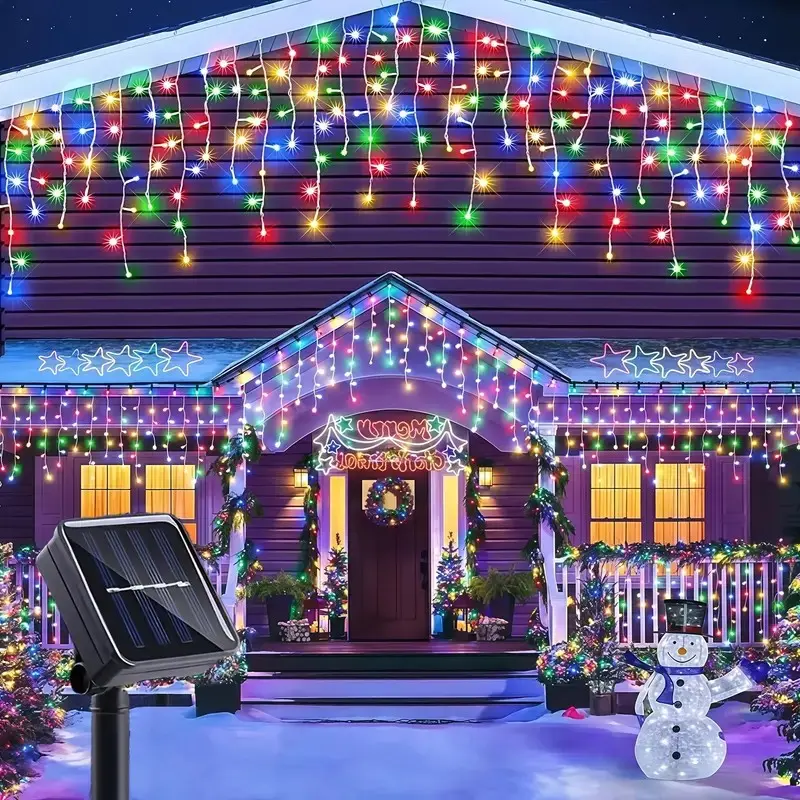 Solar Icefall Light 96 LED Outdoor String Lights, 8 Modes, Ip44 Waterproof, Christmas Cascading Lights for Home, Garden, Wedding, Festival Decor