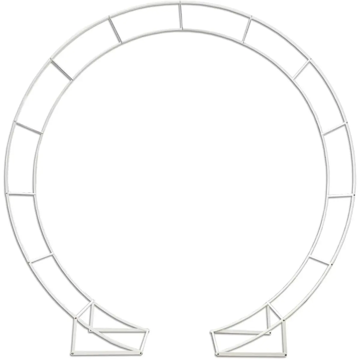 Metal Arch for Ceremony,6.5 Feet Double Round Backdrop Stand,Circle Balloon Arch Stand with Base for Wedding Birthday Party Baby Shower Decoration,Indoor and Outdoor,White