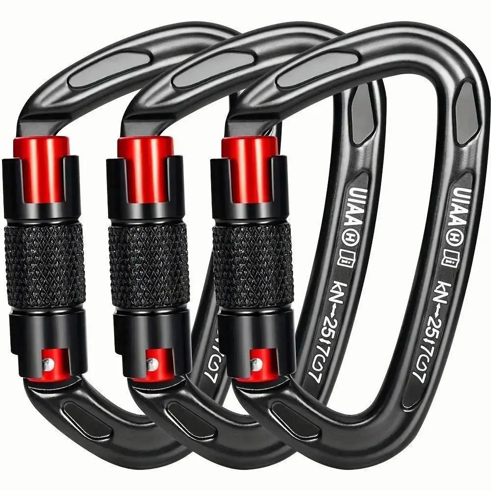 Auto Locking Carabiner Heavy Duty Carabiner 25kN UIAA Certified Climbing Carabiner Climbing Equipment Safety Carabiners for Rappelling, Hammocks, Rescue, Dog Leash, Swing