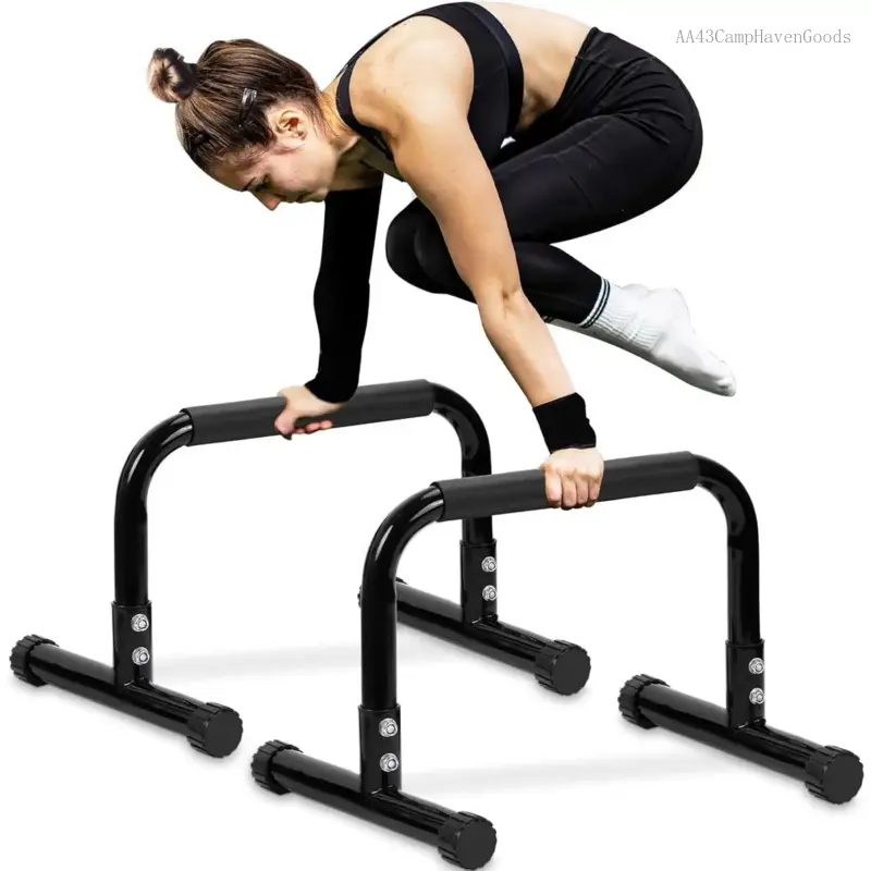 Push Up Bar, 14'' High Steel Parallettes & Dip Bar with Full Coverage Foam Handle, Heavy-Duty Calisthenics Parallel Bars for L-Sit, Dips, Home Gym Strength Training WorkoutVelvet Bloom15AA43CampHavenGoods