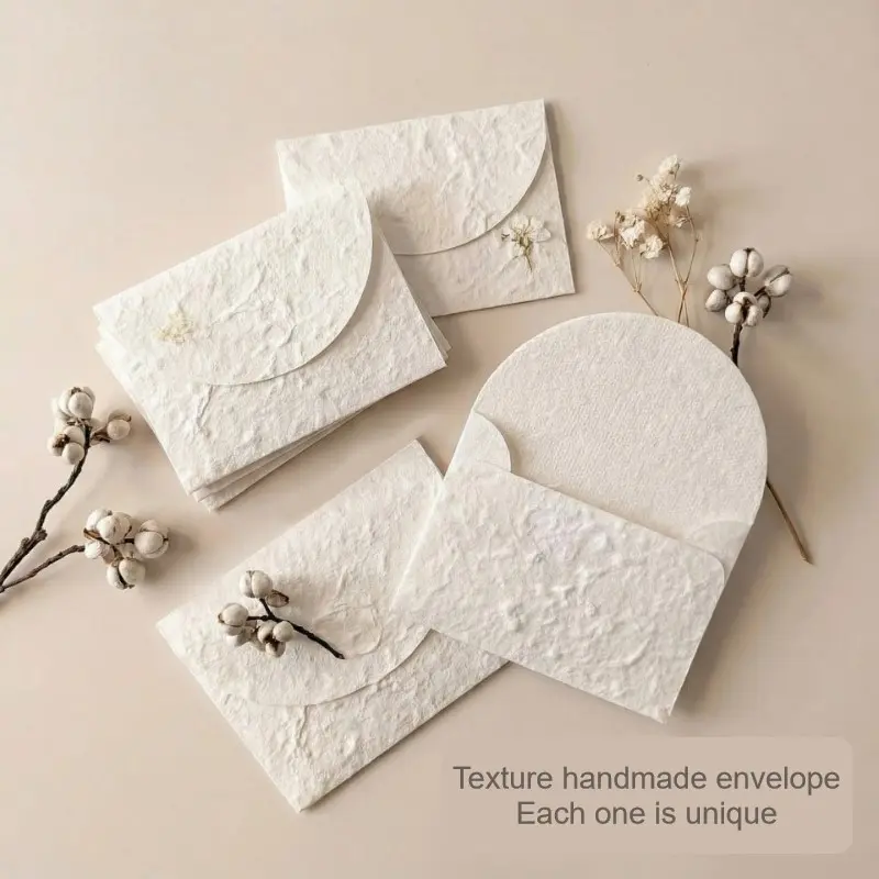 6pcs Handmade Textured Envelopes, Elegant Blank Envelopes with Hemp Rope, Perfect for Anniversaries, Weddings, Birthdays, Business Invitations