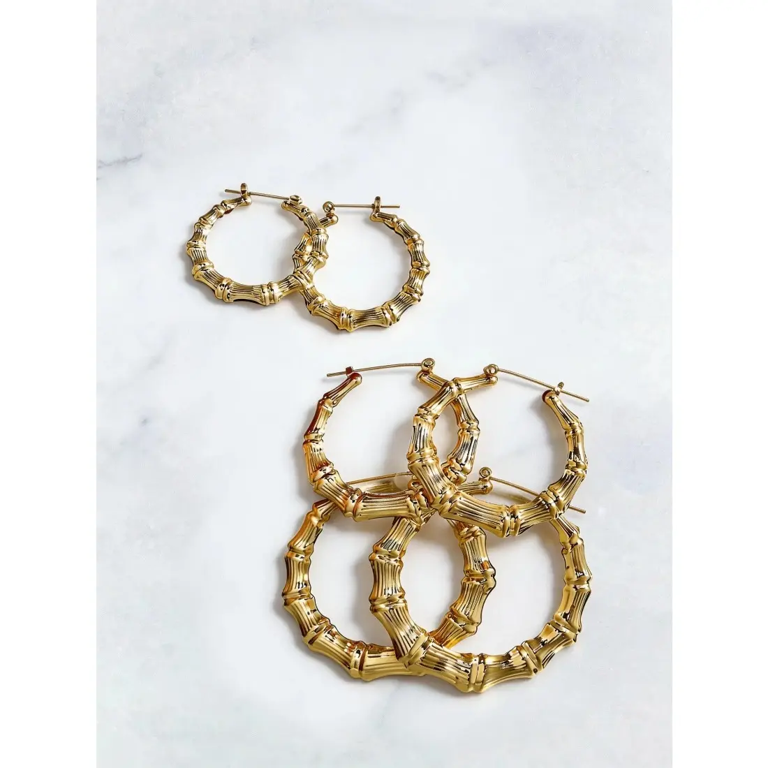 Women's Punk Bamboo Joint Hoop Earrings - High-Quality Steel Plastic Circle Shape Pair, Bold Fashion Jewelry, Unisex All Occasions Birthday Gift Accessory, One Size, Circle Shape Earrings, Bold Look