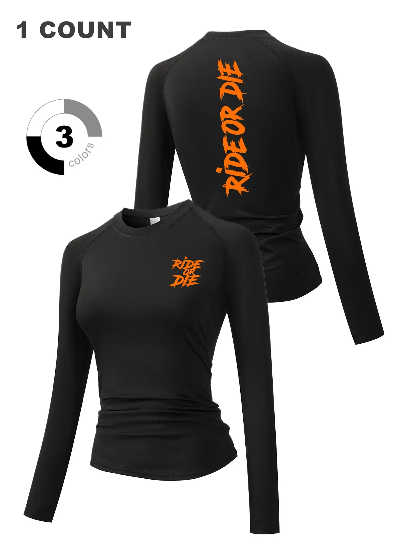 Women's Graphic Long Sleeve Sporty Top, Athletic Fitness Top, Round Neck Quick-Dry Breathable Stretch Yoga Running Fitness Training Shirt, Spring & Fall