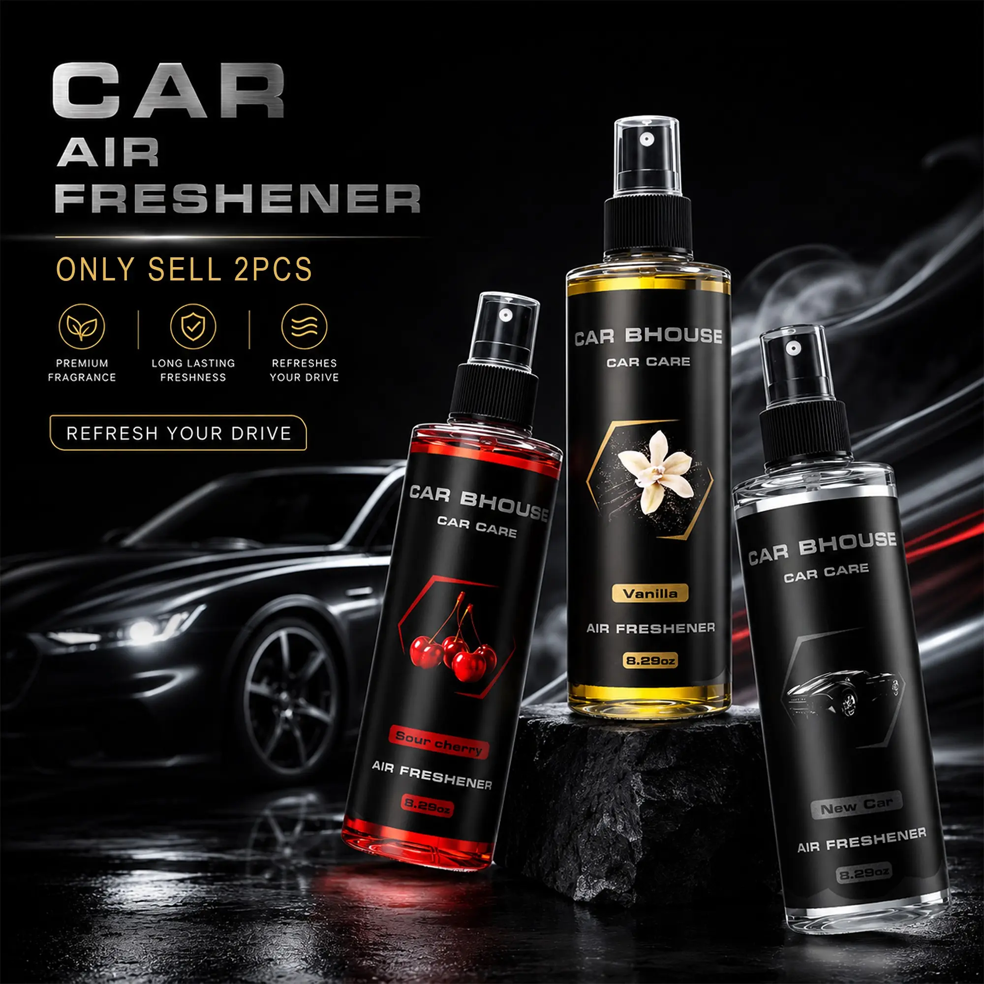 Natural Floral Fruit Scented Car Air Freshener, Car Deodorizer, Portable Home & Clothes Fragrance Spray, 245ML/8.29oz Large Capacity Aromatherapy Essential Oils,Long-Lasting Fragrance, Suitable for Car, Home, Office, Gifts