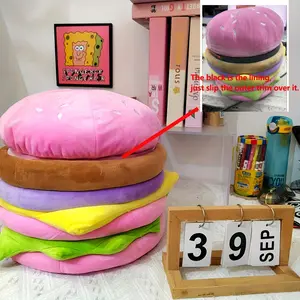 1 Hamburger-Shaped Storage Basket with Lid – Soft Fabric Oval Storage Bin for Home Decor, Rooms, Snacks, Toys, and Shoes – Multipurpose Decorative Furnishing