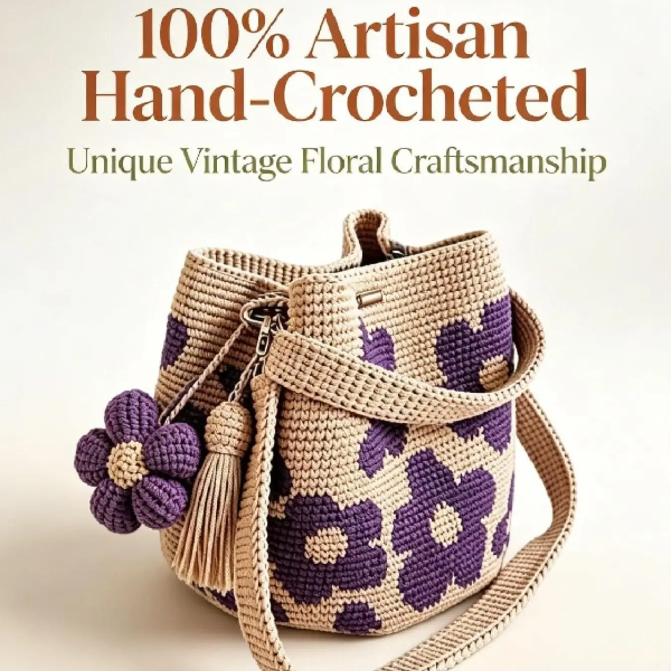 Handmade Crochet Flower Handbag, Women's Mesh Knit Shoulder Bag, Cute Floral and Fringe Decor, Large Capacity, Fashionable, Summer Travel