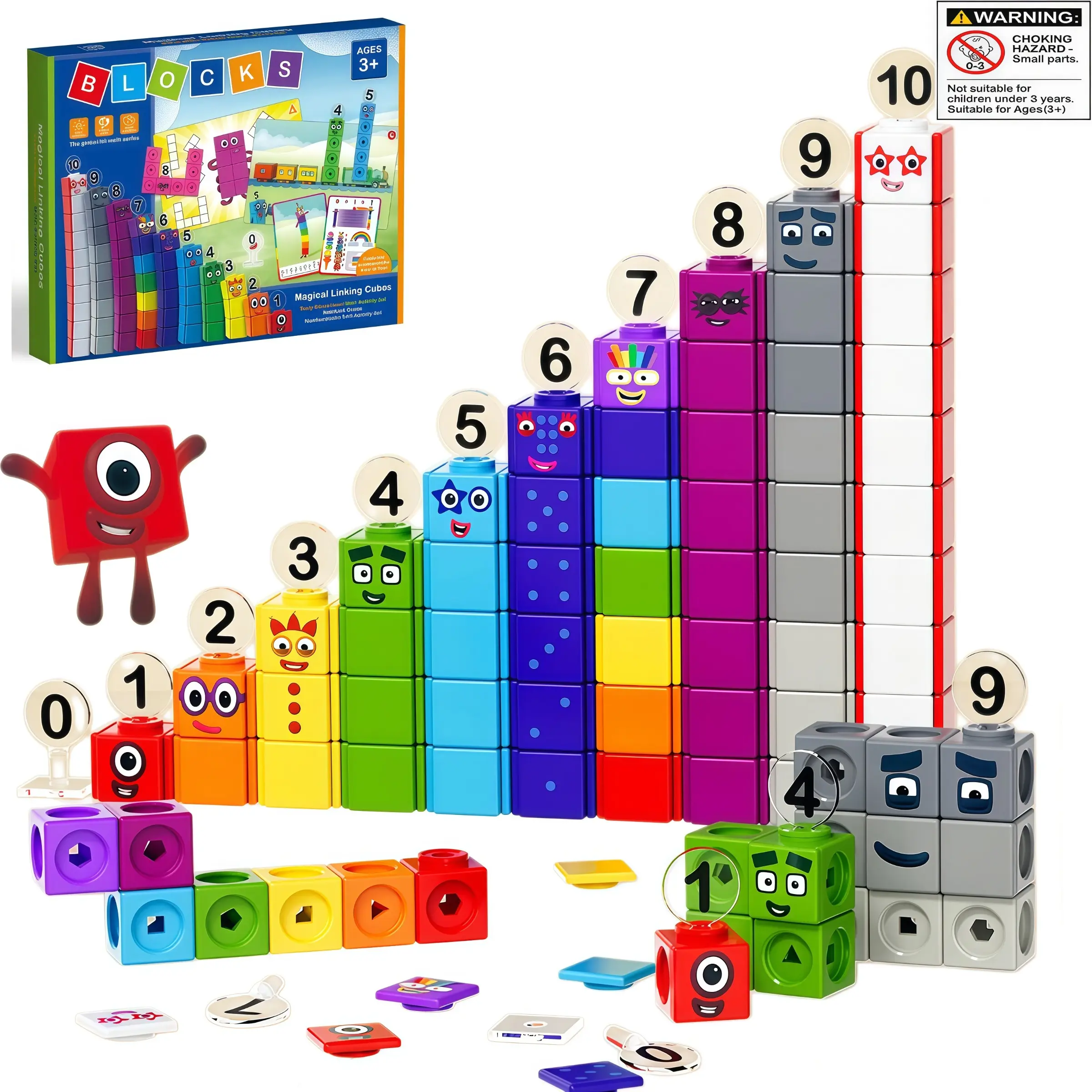 Bestselling Hand2Mind Math Linking Cubes Number Blocks Set, includes 10 Preschool Learning Activities, Digital Enlightenment Building Blocks, Kids Early Educational Toys, Creative Hands-On STEM Toys, Kindergarten Math Teaching Aids