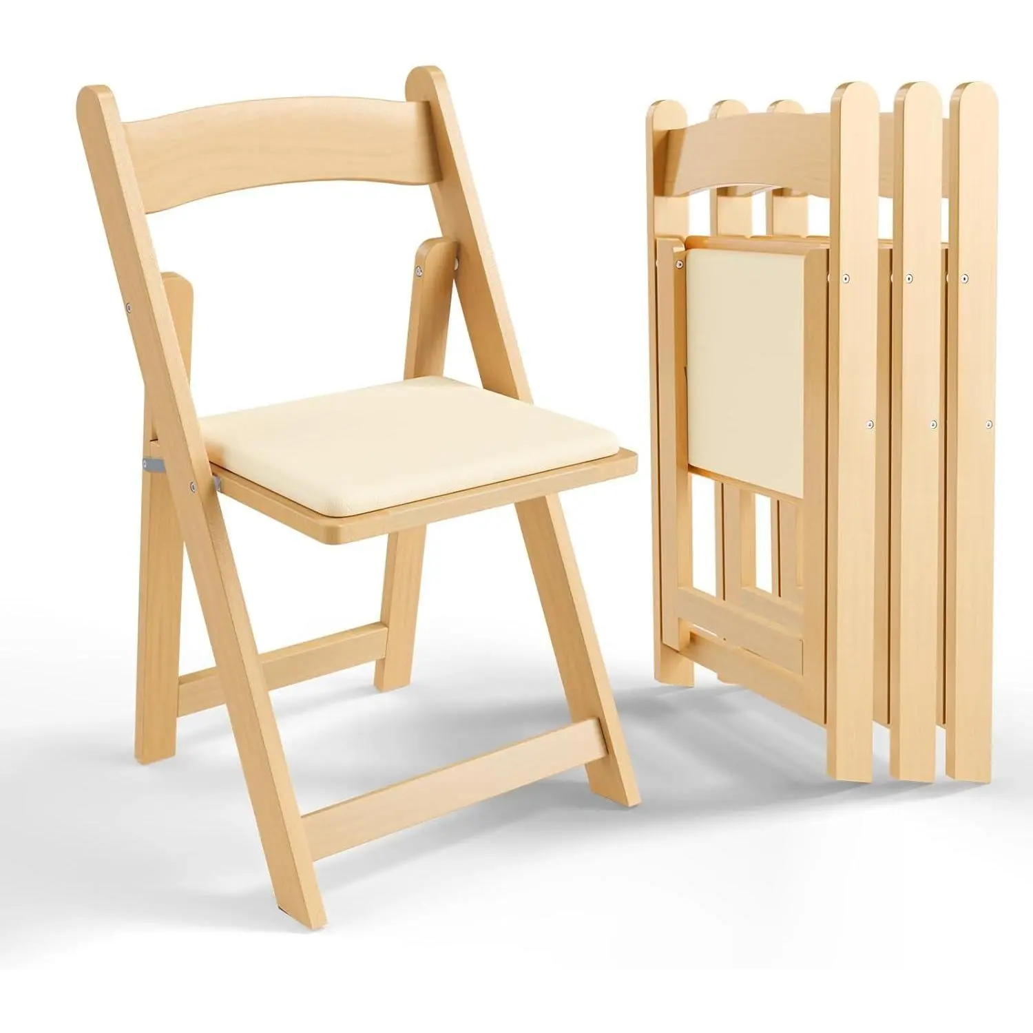 Outvita 4-pack resin folding chairs with cushions, foldable plastic chairs, comfortable upholstered seats, washable. Ideal for indoor and outdoor events and parties.