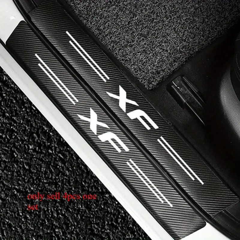 4PCS For Jaguar XF X250 X260 2018 2019 2020 2021 2008 2009 2010 2011 2012 Car Door Sill Scuff Plate Decor Carbon Fiber Car Decals Stickers
