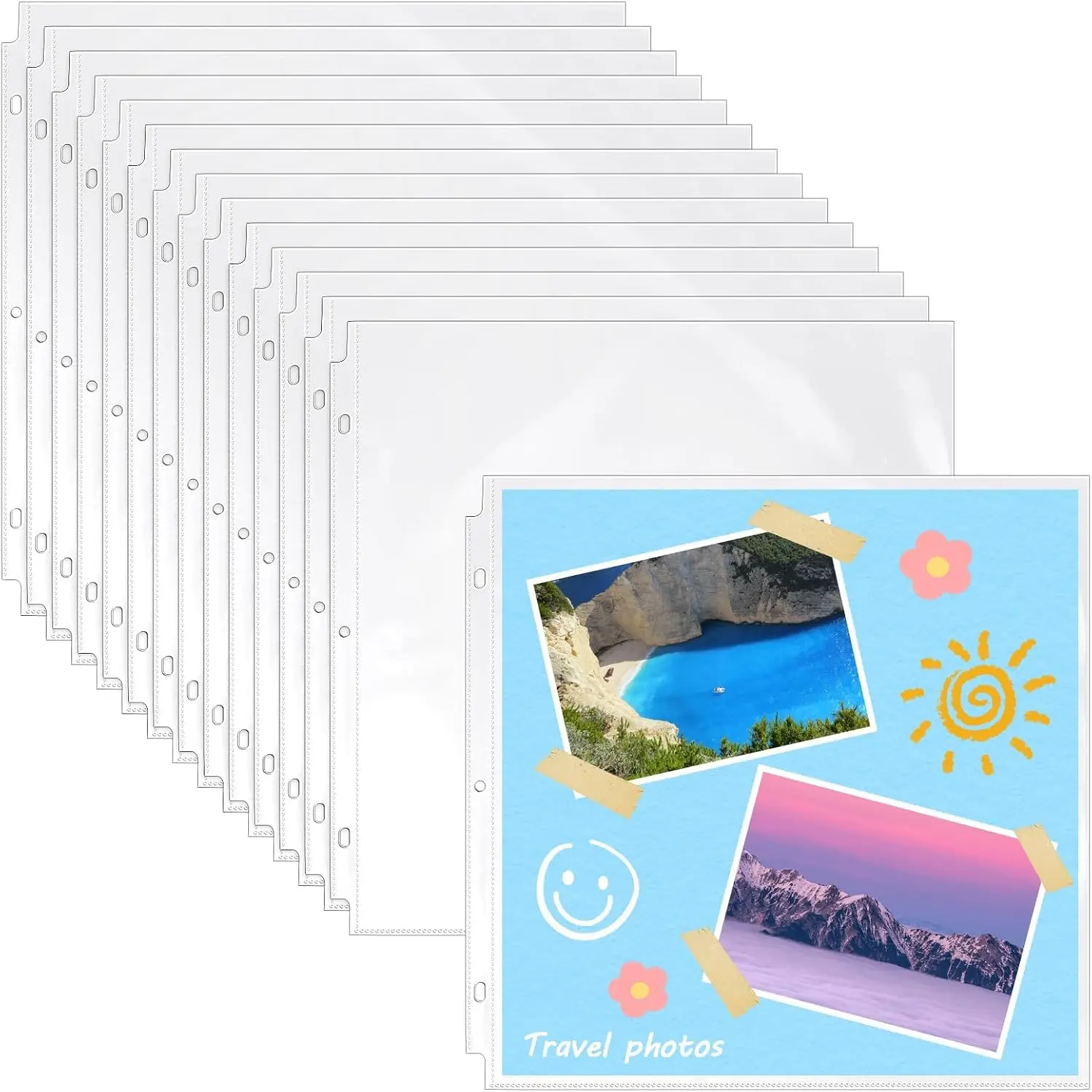 40-Pack 12x12 Inch Clear Scrapbook Page Protectors | Refill Pages Fit 3-Ring Scrapbooking Binder & Photo Album, Heavyweight Plastic Protective Sleeves, Sheet Protectors