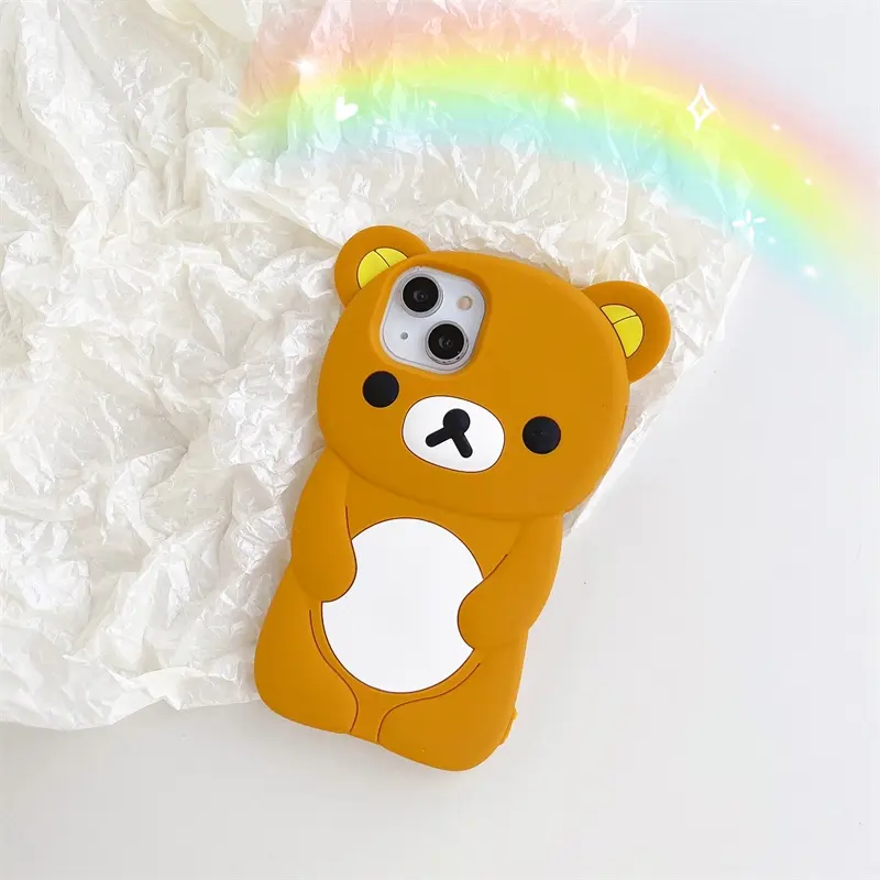 3D Cartoon Cute Bear Phone Case For iPhone 17 Promax 16 15 14 Plus 13 12 Pro Max 11 X Xs Max 7 8 SE 6s 5s Soft Silicone Protective Shockproof Couple Cover